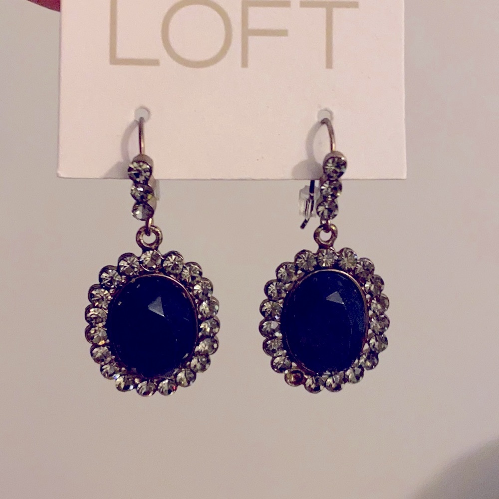 Loft drop earrings in bronze with crystals & stone